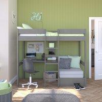 Stompa Uno Highsleeper With Chair Bed And Cushion Set, Pine