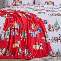 Catherine Lansfield Christmas Guinea Pigs Fleece Throw Blanket 130cm x 170cm