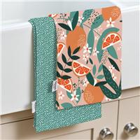 Dexam Exotic Fruit Set of 2 Cotton Blush Tea Towels