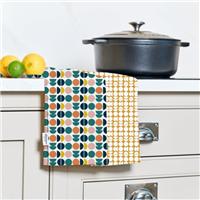 Dexam Retro Spot Set of 2 Cotton Tea Towels Teal