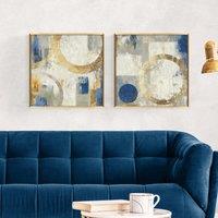 Set of 2 Abstract Blue & Gold Framed Prints