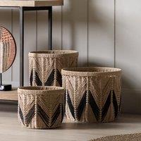 Set of 3 Jalia Natural and Black Storage Baskets