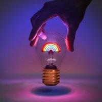 Cordless Rechargeable Rainbow Lightbulb Shaped Night Light