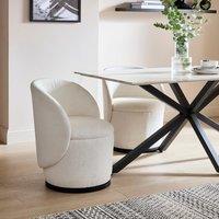 Jaylen Swivel Dining Chair, Ivory Boucle