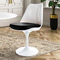 Fusion Living White Tulip Dining Chair with PU Cushion