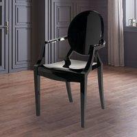 Fusion Living Ghost Style Plastic Louis Curved Arm Dining Chair