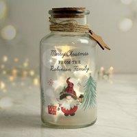 Personalised Gnome Christmas Scene LED Glass Jar