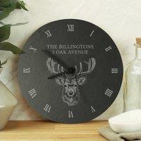 Personalised Stag Slate Wall Clock