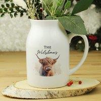 Personalised Highland Cow Flower Jug Vase