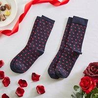 Navy & Red Heart Socks