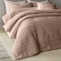 Catherine Lansfield Lennon Stripe Seersucker Quilted Bedspread