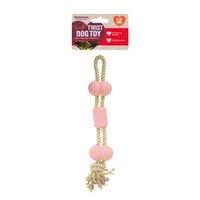 BBQ Flavour Rubber & Rope Bone Dog Toy