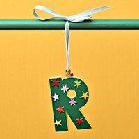 Raspberry Blossom Monogram Letter Christmas Hanging Decoration