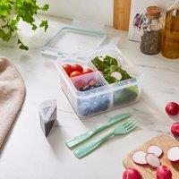 Square Plastic Lunch Box with Cutlery