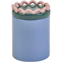 Wavy Lid Blue Glaze Canister