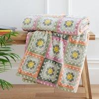 Catherine Lansfield Crochet Print Fleece Throw Blanket 130cm x 170cm