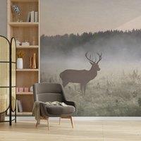 Stag in the Mist Neutral Wall Mural
