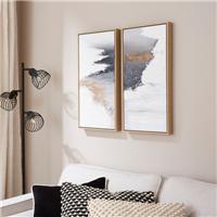 Set of 2 Waves Framed Canvases