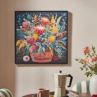 Midnight Flowers Hand Finished Framed Canvas