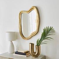 Cast Aluminium Antique Gold Organic Shaped Wall Mirror
