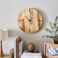 Light Mango Wood Round Wall Clock