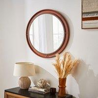 Mango Wood & Metal Round Wall Mirror