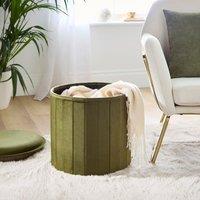 Round Ottoman with Tray, Velvet