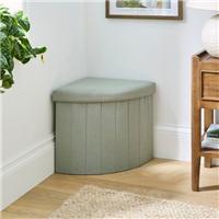 Faux Linen Corner Ottoman