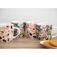 Kitchencraft Set of 4 Terazzo and Floral Mug Set