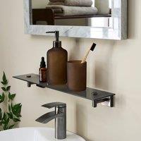 Hotel Black Chrome Frosted Glass Shelf