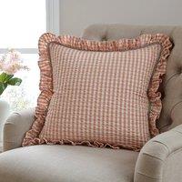 Seersucker Gingham Frill Cotton Square Cushion