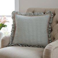 Seersucker Gingham Frill Cotton Square Cushion