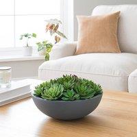Artificial Succulent Arrangement in Grey Cement Bowl