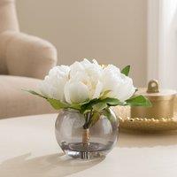 Artificial Cream Peony in Black Nickel Glass Vase