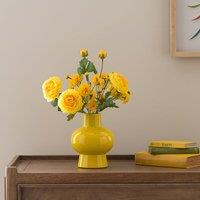 Artificial Floral Arrangement in Yellow Ceramic Vase