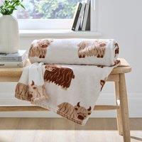 Highland Cow Fleece Throw Blanket, 130cm x 170cm
