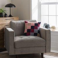 Clara Cubed Patchwork Cotton Velvet Square Cushion