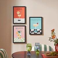 Set of 3 Cocktail Framed Prints