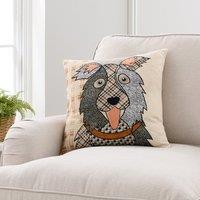Patchwork Collie Dog Square Cushion