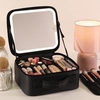 Travel Cosmetics Bag with LED Mirrored Light