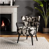 Eliza Abstract Jacquard Wooden Arm Occasional Chair