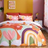 Retro Floral Polycotton Duvet Cover & Pillowcase Set