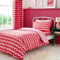 Pink Scallop Polycotton Duvet Cover & Pillowcase Set