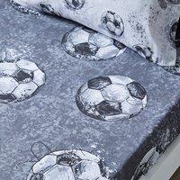 Pack of 2 Sketched Football Polycotton Single Fitted Sheets
