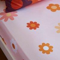 Retro Floral Polycotton Fitted Sheet