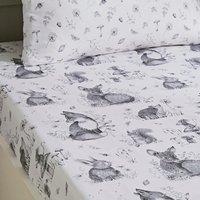 Pack of 2 Sketched Woodland 100% Cotton Fitted Sheets