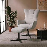 Kara Highback Chenille Swivel Chair and Footstool
