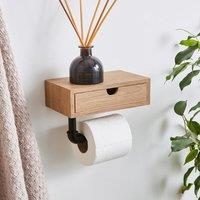Cromford Toilet Roll Holder with Wooden Drawer