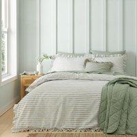 Laylah Frilled Stripe 100% Cotton Duvet Cover & Pillowcase Set