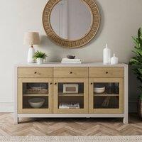 Olney Glazed Extra Wide Sideboard, Stone & Oak Effect